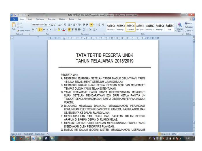 USAI KEGIATAN USBN MTSN 6 BATANG HARI KEMBALI PERSIAPKAN KEGIATAN UNBK