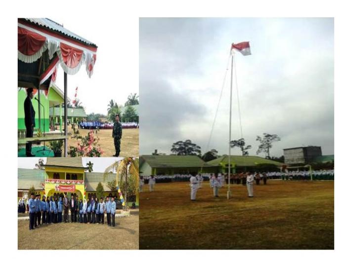 PERINGATI HUT RI MTSN 6 BATANG HARI IKUTI UPACARA GABUNGAN DI DESA RAMBUTAN MASAM