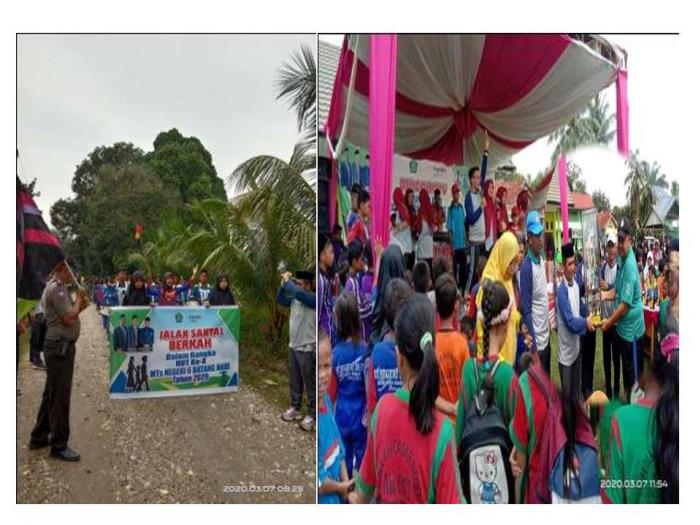 Kegiatan Jalan Santai dan Pencabutan Hadiah Door Prize Meriahkan HUT MTsN 6 Batang Hari Ke X