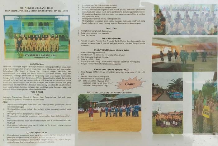 Penerimaan Peserta Didik Baru MTsN 6 Batang Hari Tahun Pelajaran 2021/2022 Telah Dibuka