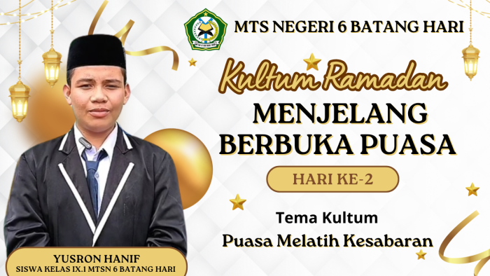 Kultum Ramadan Hari ke-2: Yusron Hanif Angkat Tema Puasa Melatih Kesabaran