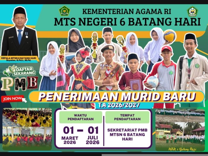Sambut PMB, Panitia dan Humas MTsNegeri 6 Batang Hari Buat Poster dan Video Kreatif