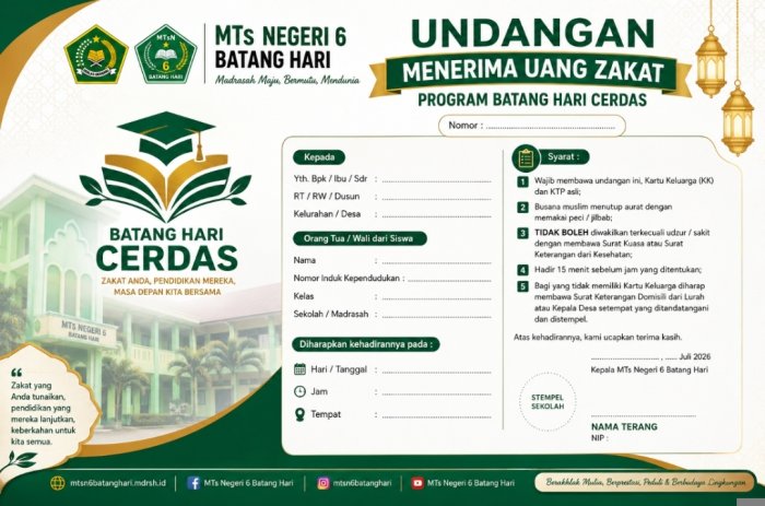 Sambut Penyaluran Zakat Program Batang Hari Cerdas BAZNAS, MTsN 6 Batang Hari Siapkan Pendampingan Mustahik Sambut Penyaluran Zakat Program Batang Hari Cerdas BAZNAS, MTsN 6 Batang Hari Siapkan Pendampingan Mustahik