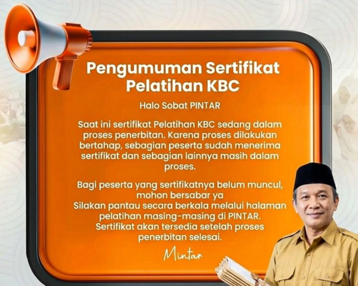 Info Terbaru Penerbitan Sertifikat Pintar KBC: Proses TTE Masih Berjalan, Cek Statusnya di Sini!