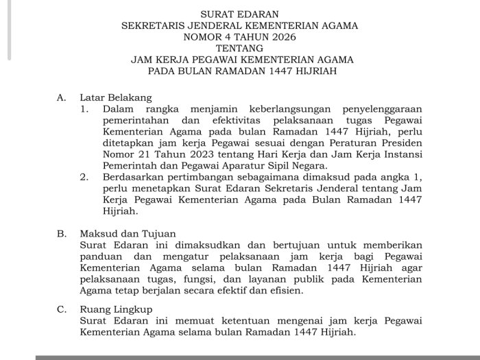 MTsNegeri 6 Batang Hari Terapkan Jam Kerja ASN Selama Bulan Ramadan 1447 H